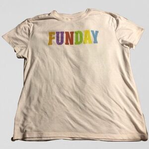 Cream Tan Pride Tee Shirt with Rainbow FUNDAY graphic
